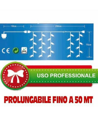 Tenda Cascata Luminosa Bianco Caldo 250 X 75 Cm Prolungabile Fino A 50mt 126 Led         