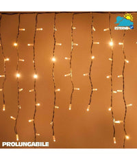 Tenda Cascata Luminosa Bianco Caldo 250 X 75 Cm Prolungabile Fino A 50mt 126 Led         