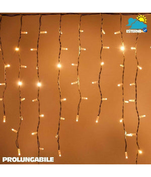 Tenda Cascata Luminosa Bianco Caldo 250 X 75 Cm Prolungabile Fino A 50mt 126 Led         