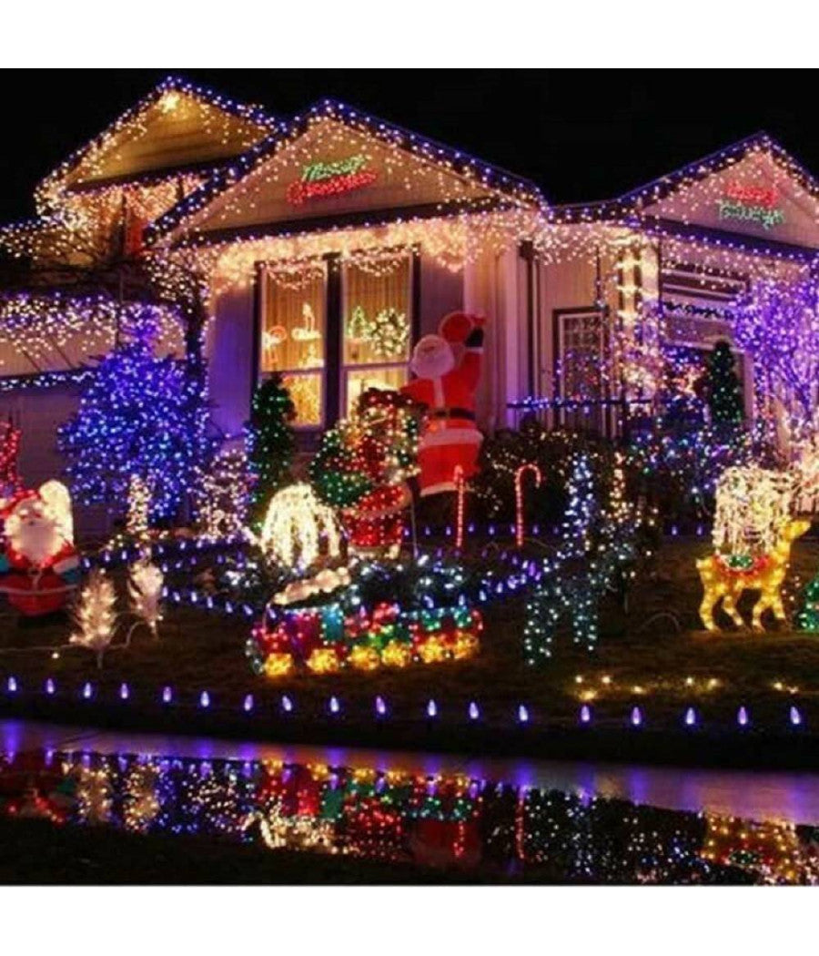 Tenda Cascata Luminosa Multicolore 510x90 Cm Prolungabile Fino A 15mt 189 Led         