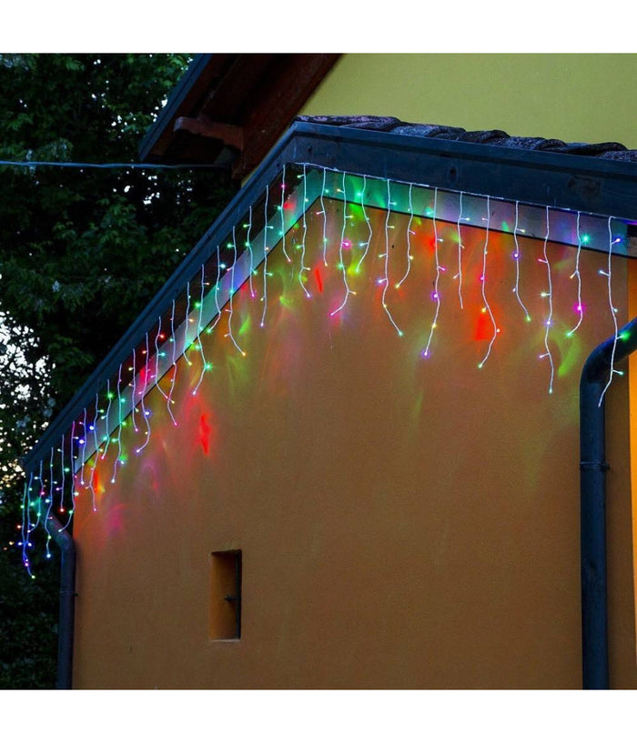 Tenda Catena Luminosa Esterno Rgb Multicolore Luci Natale 100led Prolungabile 3mt         