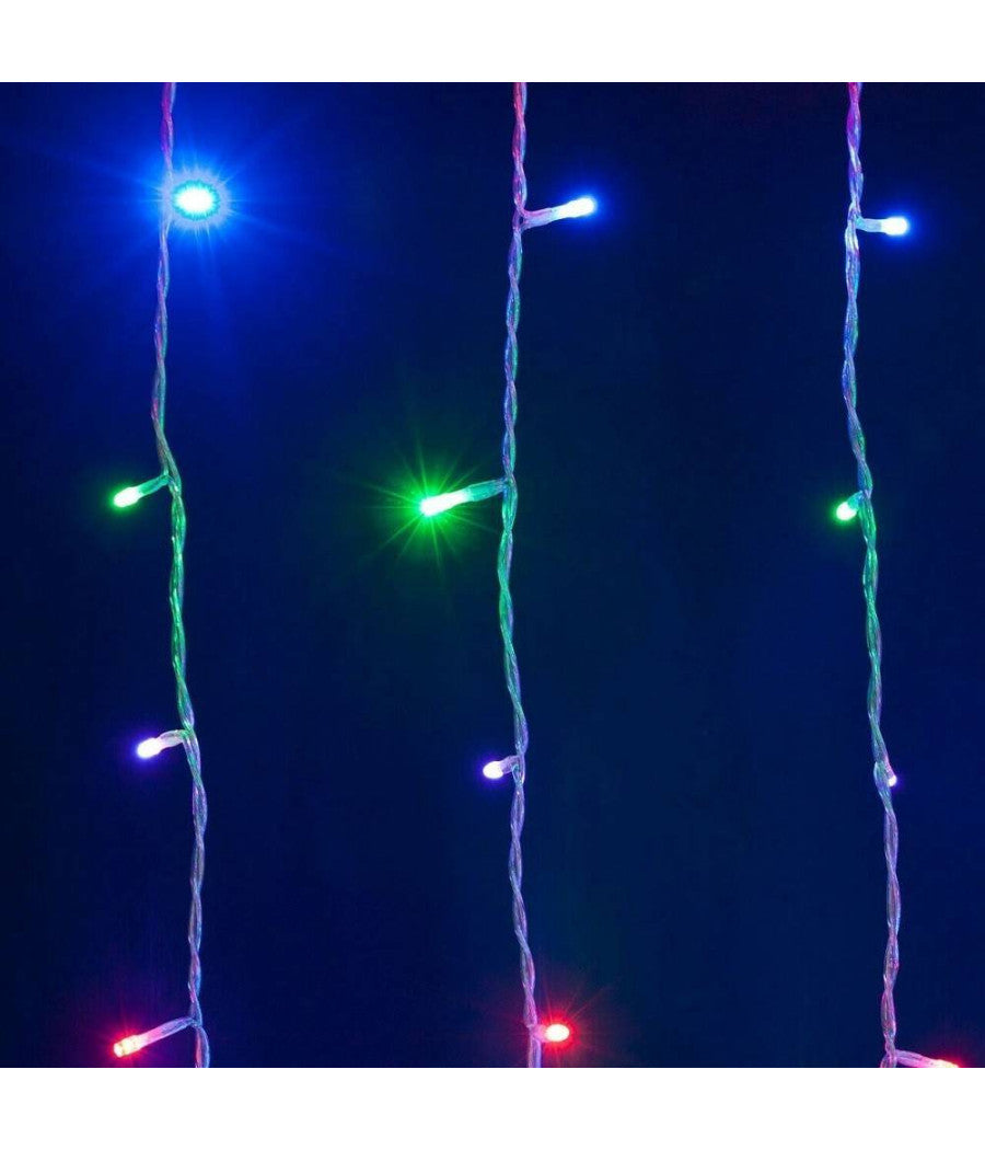 Tenda Catena Luminosa Esterno Rgb Multicolore Luci Natale 100led Prolungabile 3mt         