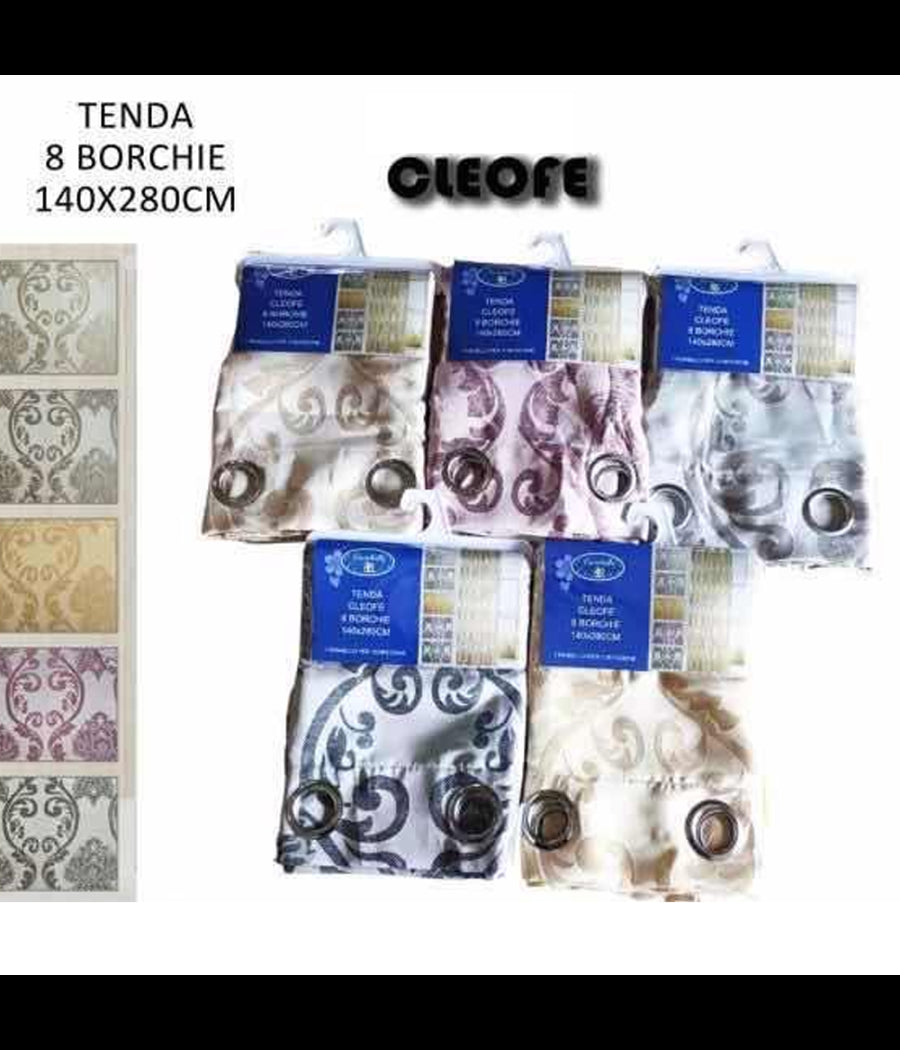 Tenda Cleofe Pannello Singolo 8 Borchie Porta Finestra Cucina Bastone 140x280 Cm         