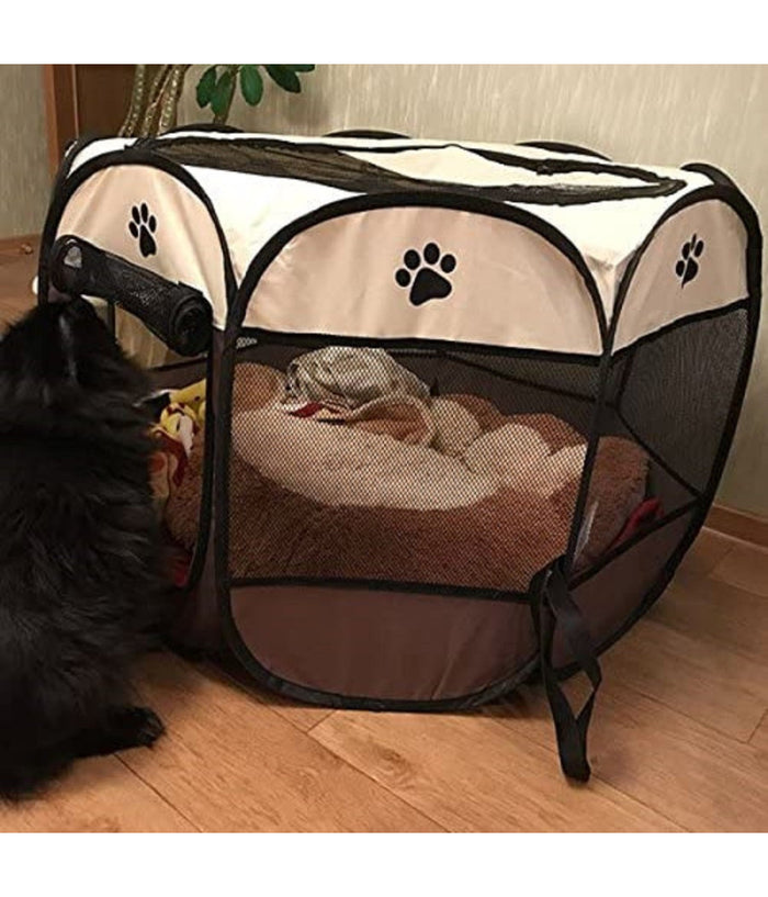Tenda Da Campeggio Pieghevole Per Animali Gabbia Per Cani Cucce Ottagono 75x75cm         