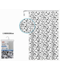 Tenda Da Doccia Vasca Bagno 12 Ganci Motivo Floreale Bianco Nero 180x200cm 87567         