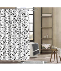 Tenda Da Doccia Vasca Bagno 12 Ganci Motivo Floreale Bianco Nero 180x200cm 87567         