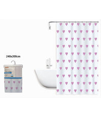 Tenda Da Doccia Vasca Bagno Impermeabile 12 Ganci Con Cuori Rosa 240x200cm 87092         
