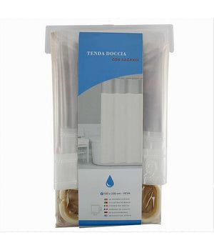 Tenda Da Doccia Vasca Bagno Peva Con 12 Ganci 180x200 Cm Trasparente Beige 69492         