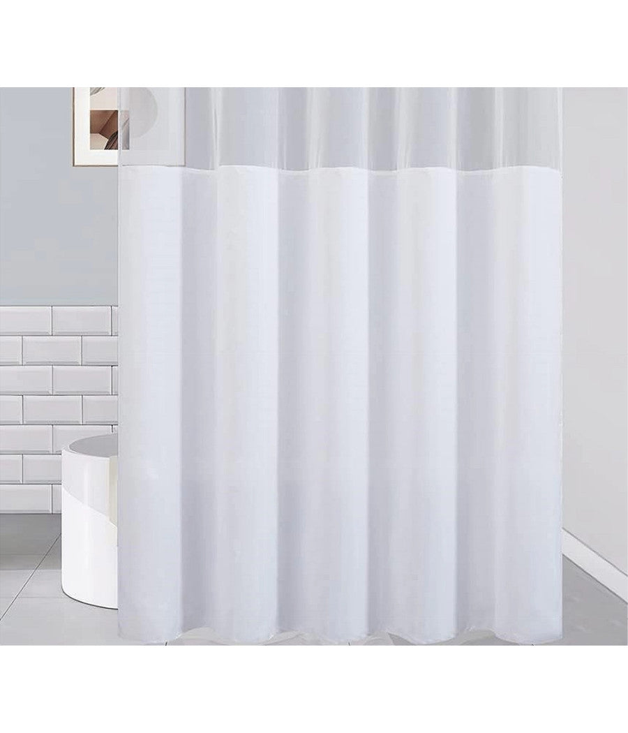 Tenda Da Doccia Vasca Bagno Peva Con 12 Ganci 180x200cm Trasparente Bianco 69491         