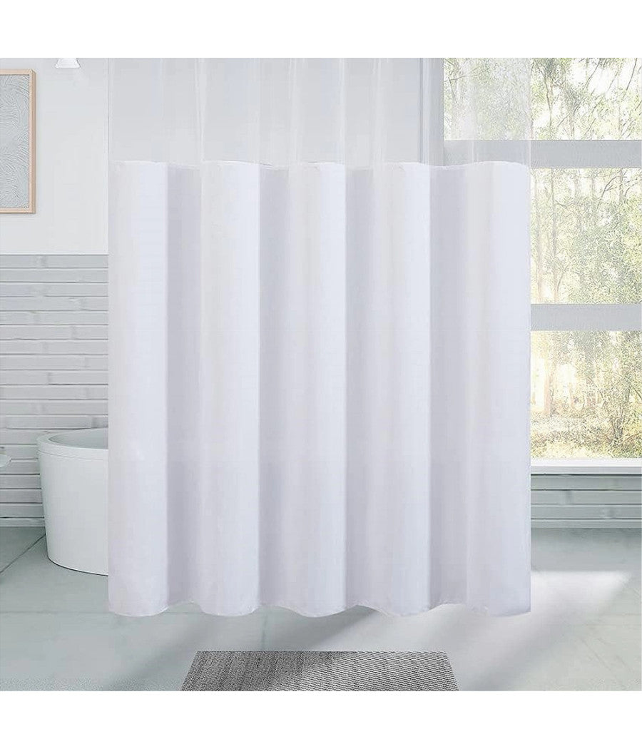 Tenda Da Doccia Vasca Bagno Peva Con 12 Ganci 180x200cm Trasparente Bianco 69491         
