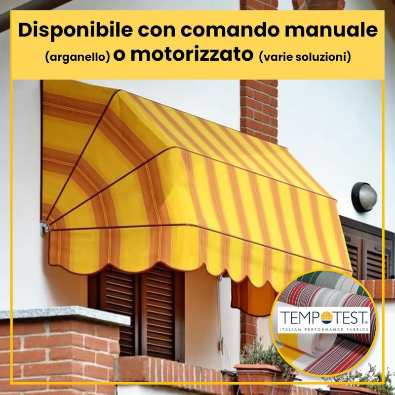 Tenda Sole Cappottina 4 Raggi, Telo PVC Arancione, Larghezza 1,50 x Sporgenza 1,20, UV-Resistente, Impermeabile - Giardino, Balcone