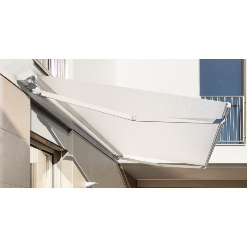 Tenda da Sole a Bracci Estensibili su Barra Quadra Tempotest Para', col. Verde 5, Largh. 3,9m x Sporgenza 3.60m con Arganello Destro