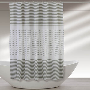 Tenda doccia 120x200 cm in  acrilico bianco e beige completa di gancetti