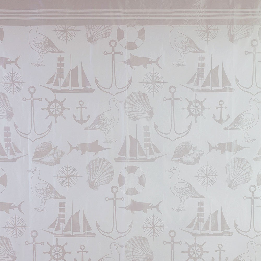 Tenda doccia 120x200 cm in  acrilico con motivi marini completa di ganci