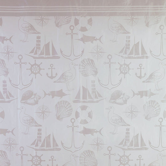 Tenda doccia 120x200 cm in  acrilico con motivi marini completa di ganci