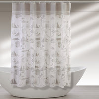 Tenda doccia 180x200 cm in  acrilico con motivi marini completa di ganci