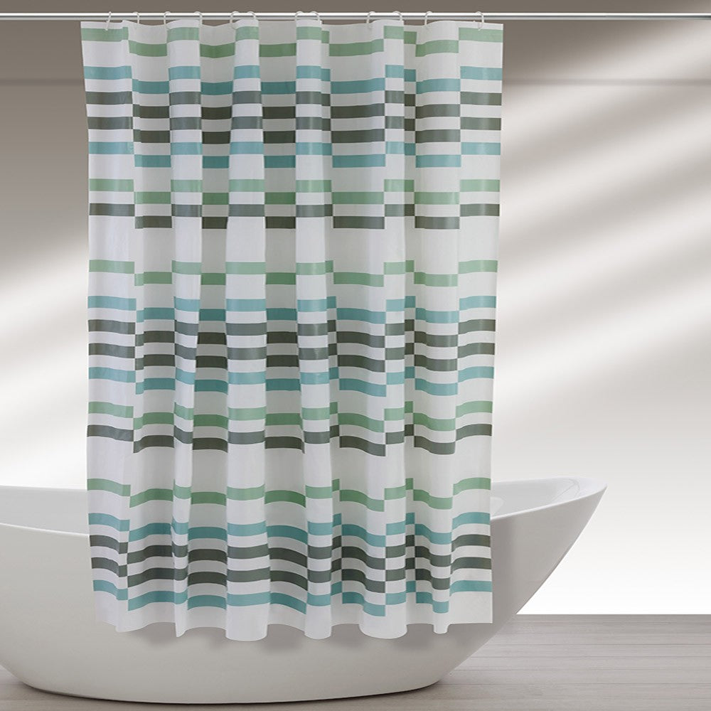 Tenda doccia 180x200cm in  acrilico dal motivo a scacchi munita di ganci