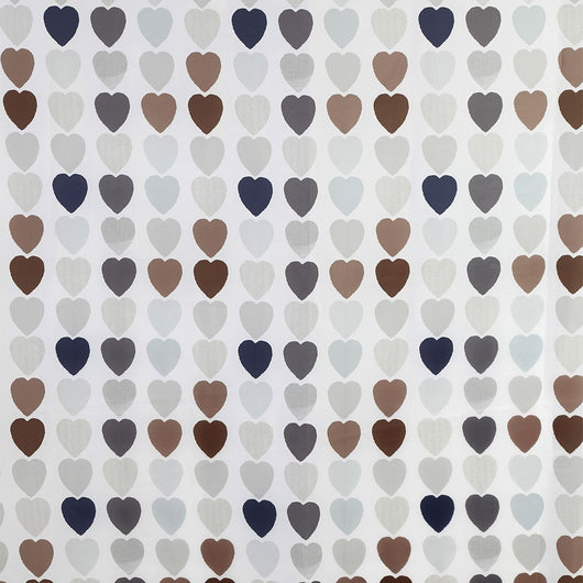 Tenda doccia 240x200cm in poliestere dalla fantasia a cuori con ganci