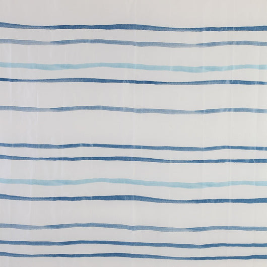 Tenda doccia 240x200cm in acrilico bianco dalle righe azzurre con ganci