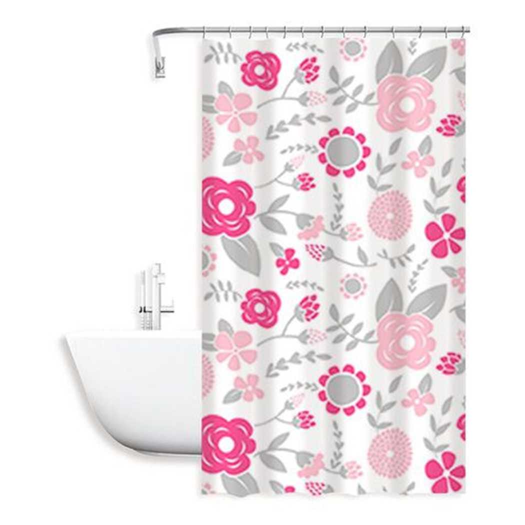 Trade Shop - Tenda Doccia Anti Muffa Fiori Impermeabile 180 X 200 Cm Con Anelli Bagno 79222 -