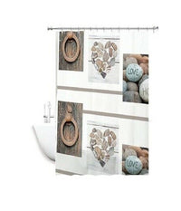 Tenda Doccia Antimuffa Impermeabil 180x180cm Con Anelli Bagno Cuori Pietre 59531         