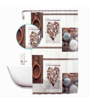 Tenda Doccia Antimuffa Impermeabil 180x180cm Con Anelli Bagno Cuori Pietre 59531         