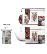 Tenda Doccia Antimuffa Impermeabil 180x180cm Con Anelli Bagno Cuori Pietre 59531         
