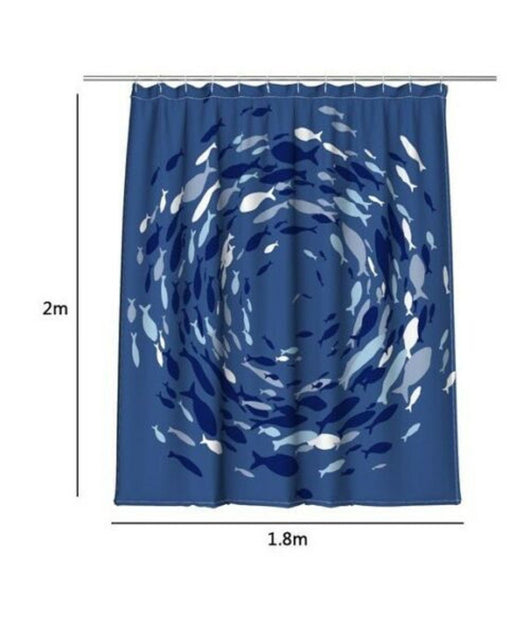 Tenda Doccia Antimuffa Impermeabile 180 X 200 Cm Con Anelli Bagno Pesci         