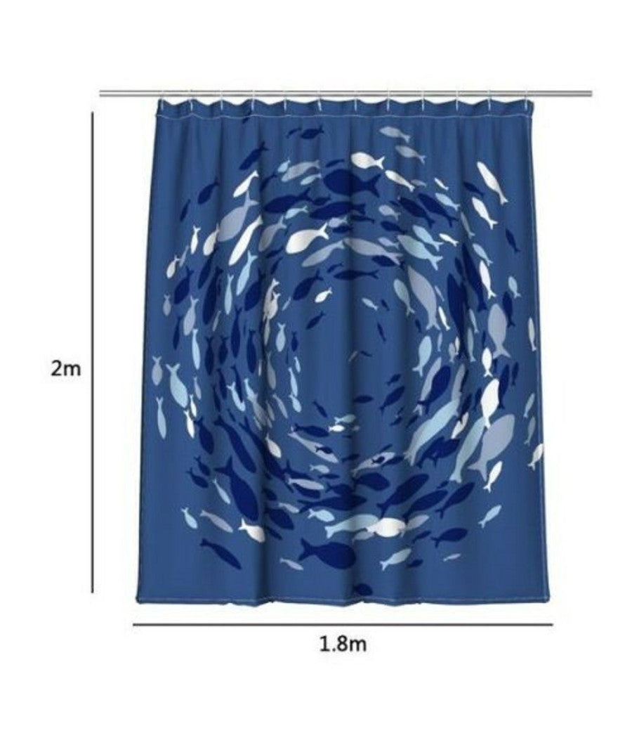 Tenda Doccia Antimuffa Impermeabile 180 X 200 Cm Con Anelli Bagno Pesci         