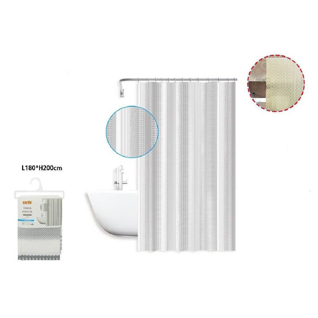 Trade Shop - Tenda Doccia Antimuffa Impermeabile 180 X 200 Cm Con Anelli Bagno Righe 59811 -