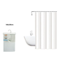 Trade Shop - Tenda Doccia Antimuffa Impermeabile 180 X 200 Cm Ganci Anelli Bagno Bianca 79708         