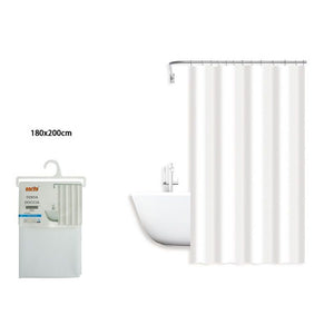 Trade Shop - Tenda Doccia Antimuffa Impermeabile 180 X 200 Cm Ganci Anelli Bagno Bianca 79708         
