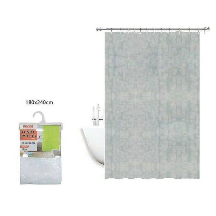 Trade Shop - Tenda Doccia Antimuffa Impermeabile 180 X 240cm Con Anelli Bagno Bianca 2d 52132 -