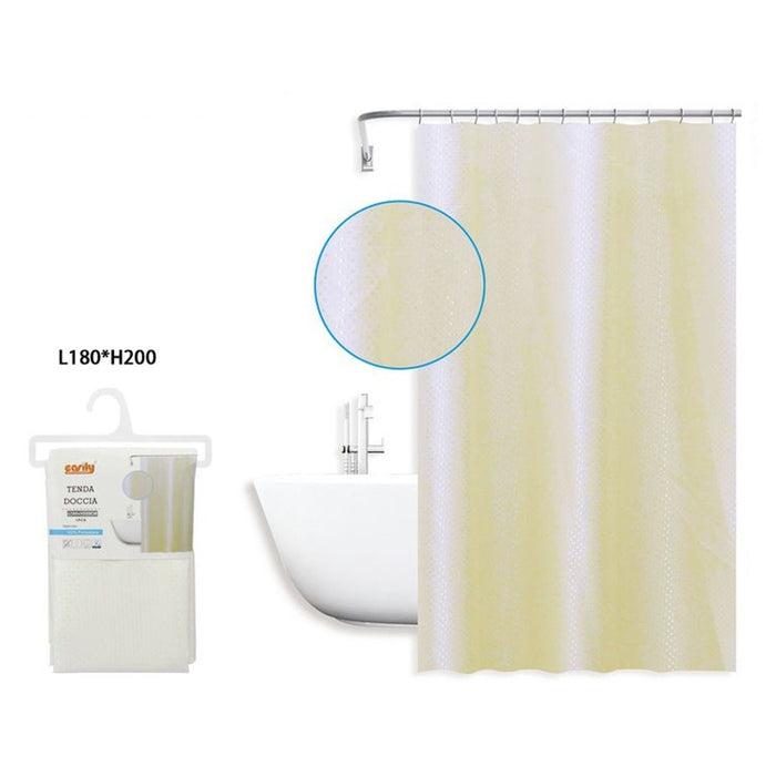 Trade Shop - Tenda Doccia Antimuffa Impermeabile 180x200 Cm Bianca Gialla Texture Rombi 59817         