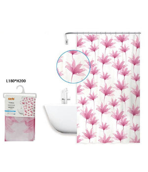 Tenda Doccia Antimuffa Impermeabile 180x200 Cm Con Anelli Bagno Fiori Rosa 59803         