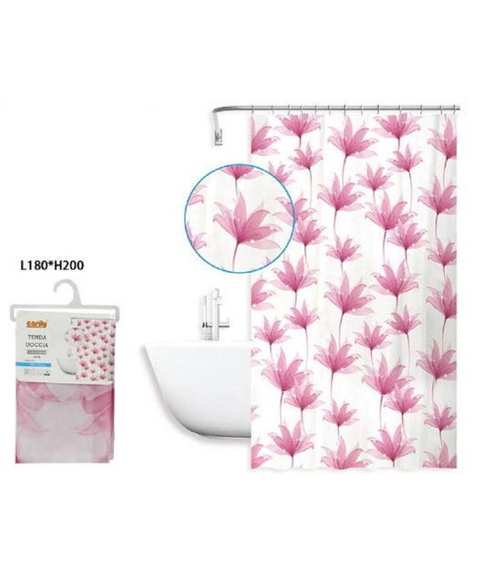 Tenda Doccia Antimuffa Impermeabile 180x200 Cm Con Anelli Bagno Fiori Rosa 59803         