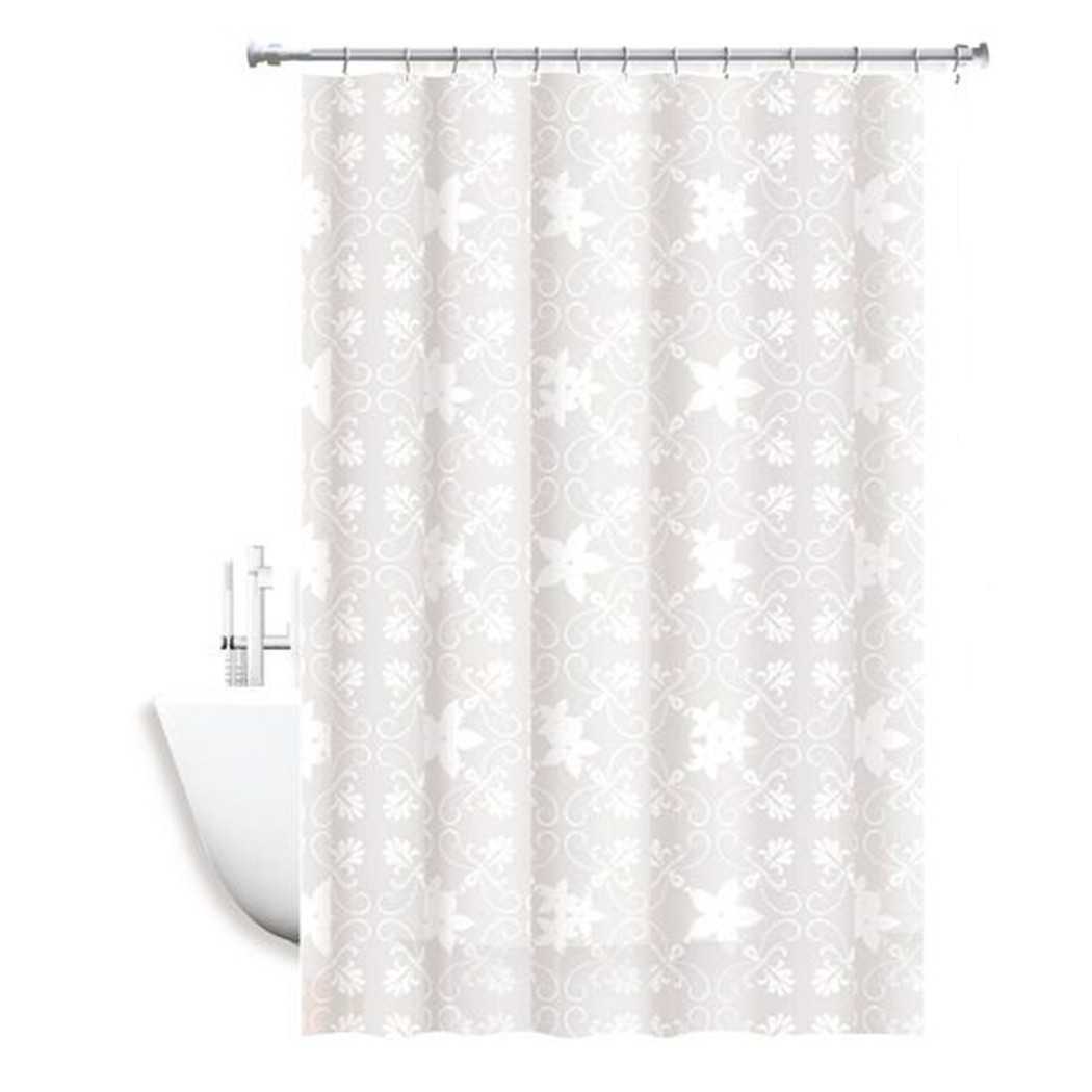 Trade Shop - Tenda Doccia Antimuffa Impermeabile 180x200cm Anelli Bagno Bianca Maiolica 69511 -