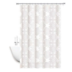 Trade Shop - Tenda Doccia Antimuffa Impermeabile 180x200cm Anelli Bagno Bianca Maiolica 69511 -