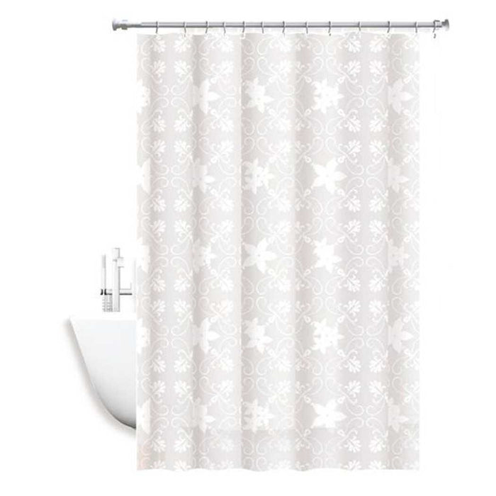 Trade Shop - Tenda Doccia Antimuffa Impermeabile 180x200cm Anelli Bagno Bianca Maiolica 69511 -