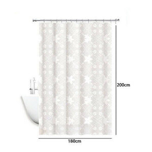 Trade Shop - Tenda Doccia Antimuffa Impermeabile 180x200cm Anelli Bagno Bianca Maiolica 69511 -