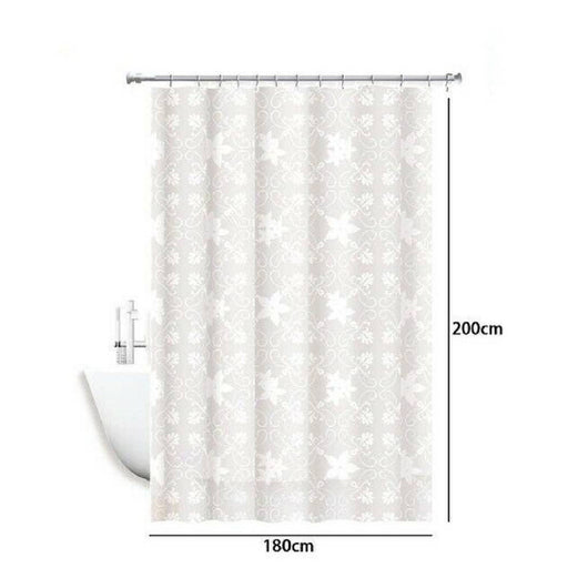 Trade Shop - Tenda Doccia Antimuffa Impermeabile 180x200cm Anelli Bagno Bianca Maiolica 69511 -