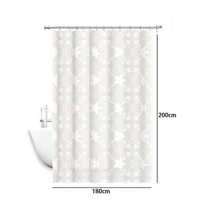 Trade Shop - Tenda Doccia Antimuffa Impermeabile 180x200cm Anelli Bagno Bianca Maiolica 69511 -