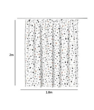 Tenda Doccia Antimuffa Impermeabile 180x200cm Anelli Bagno Bianco Graniglia 69833         