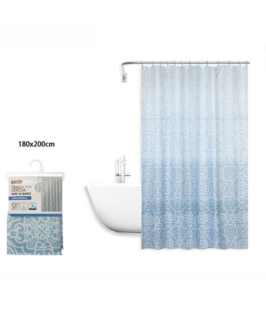 Tenda Doccia Antimuffa Impermeabile 180x200cm Con 12 Anelli Bagno Maioliche 87034         