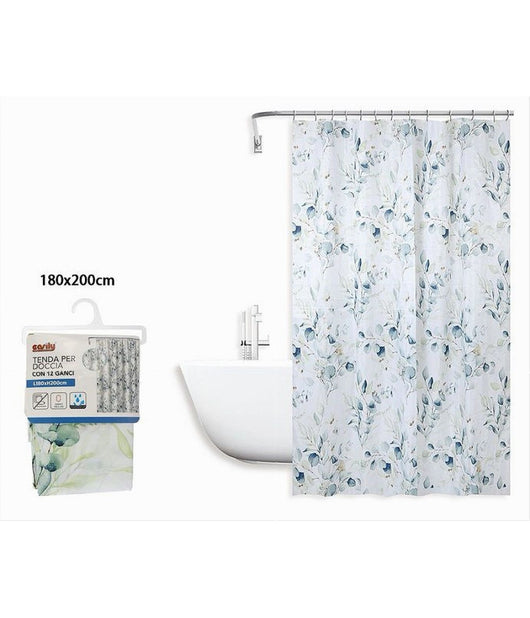 Tenda Doccia Antimuffa Impermeabile 180x200cm Con Anelli Bagno Fiori Foglie 87062         