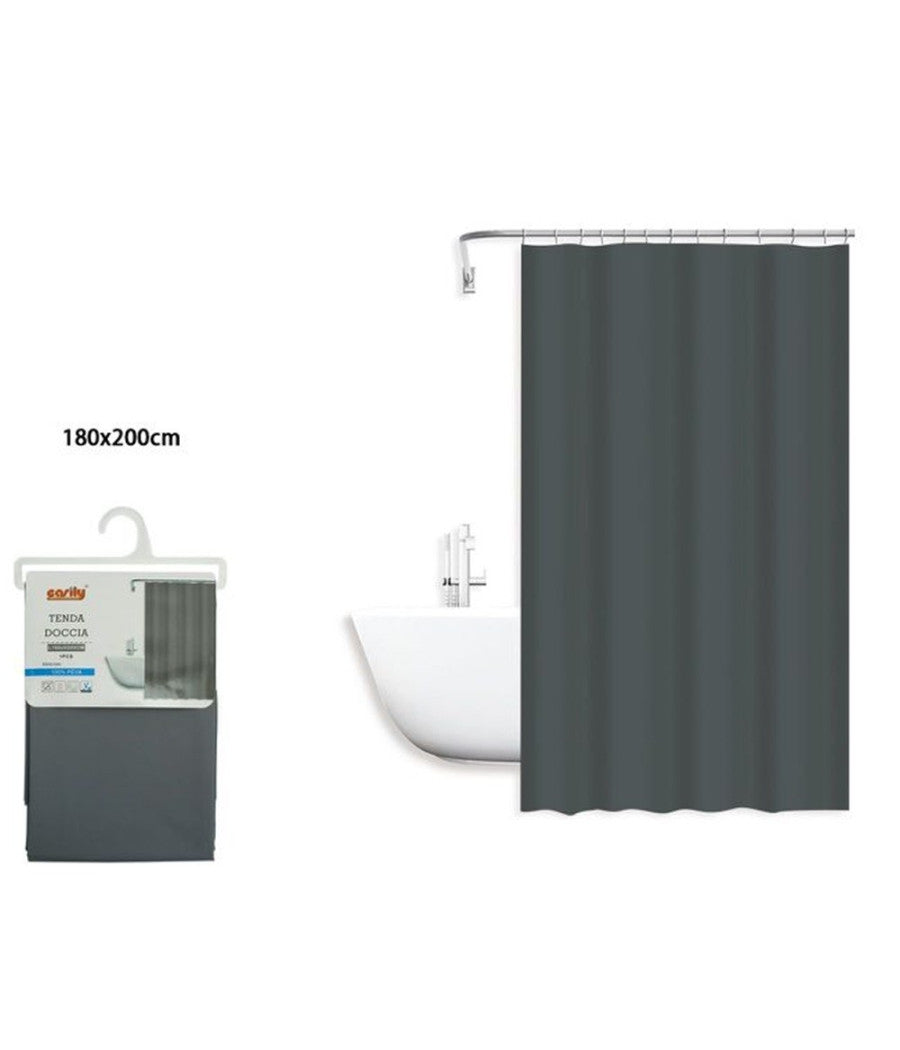 Tenda Doccia Antimuffa Impermeabile 180x200cm Con Anelli Bagno Grigio Scuro 79718         