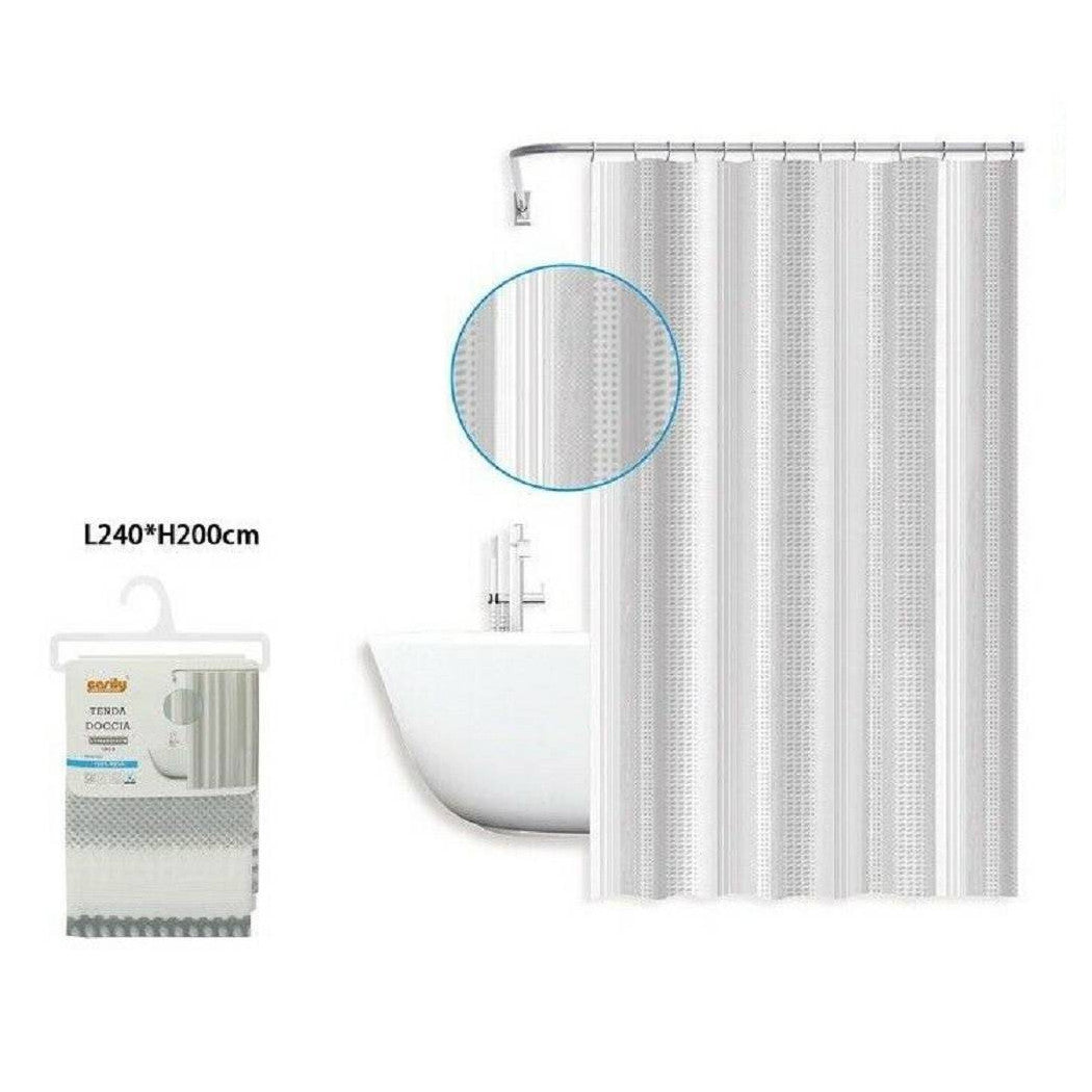 Trade Shop - Tenda Doccia Antimuffa Impermeabile 240 X 200 Cm Con Anelli Bagno 59812 -