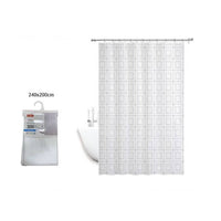 Trade Shop - Tenda Doccia Antimuffa Impermeabile 240 X 200 Cm Con Anelli Bagno Quadrati 59390 -