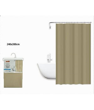 Tenda Doccia Antimuffa Impermeabile Peva 240x200cm Ganci Anelli Bagno Beige 79715         