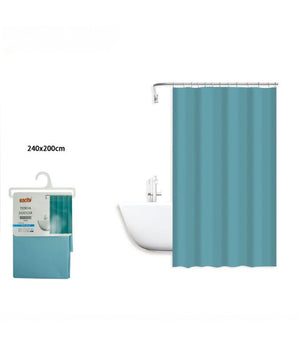 Tenda Doccia Antimuffa Impermeabile 240 X 200cm Ganci Anelli Bagno Celeste 79717         